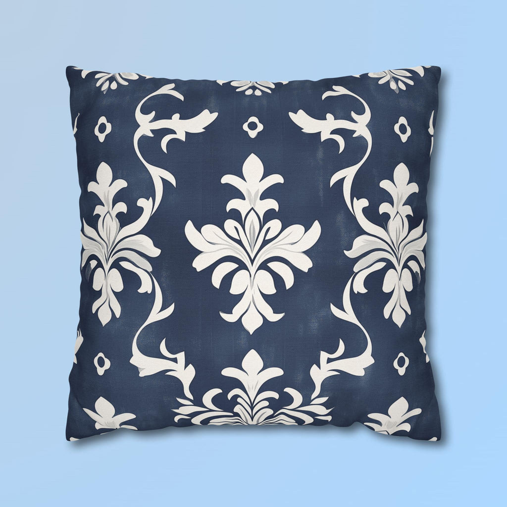 Bold Damask Pattern Pillow Cover, Navy Blue & White Elegant Home Decor