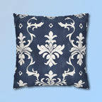 Bold Damask Pattern Pillow Cover, Navy Blue & White Elegant Home Decor