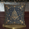 William Morris Inspired Christmas Tree Pillow Cover:  Midnight Blue with Vintage Style Florals