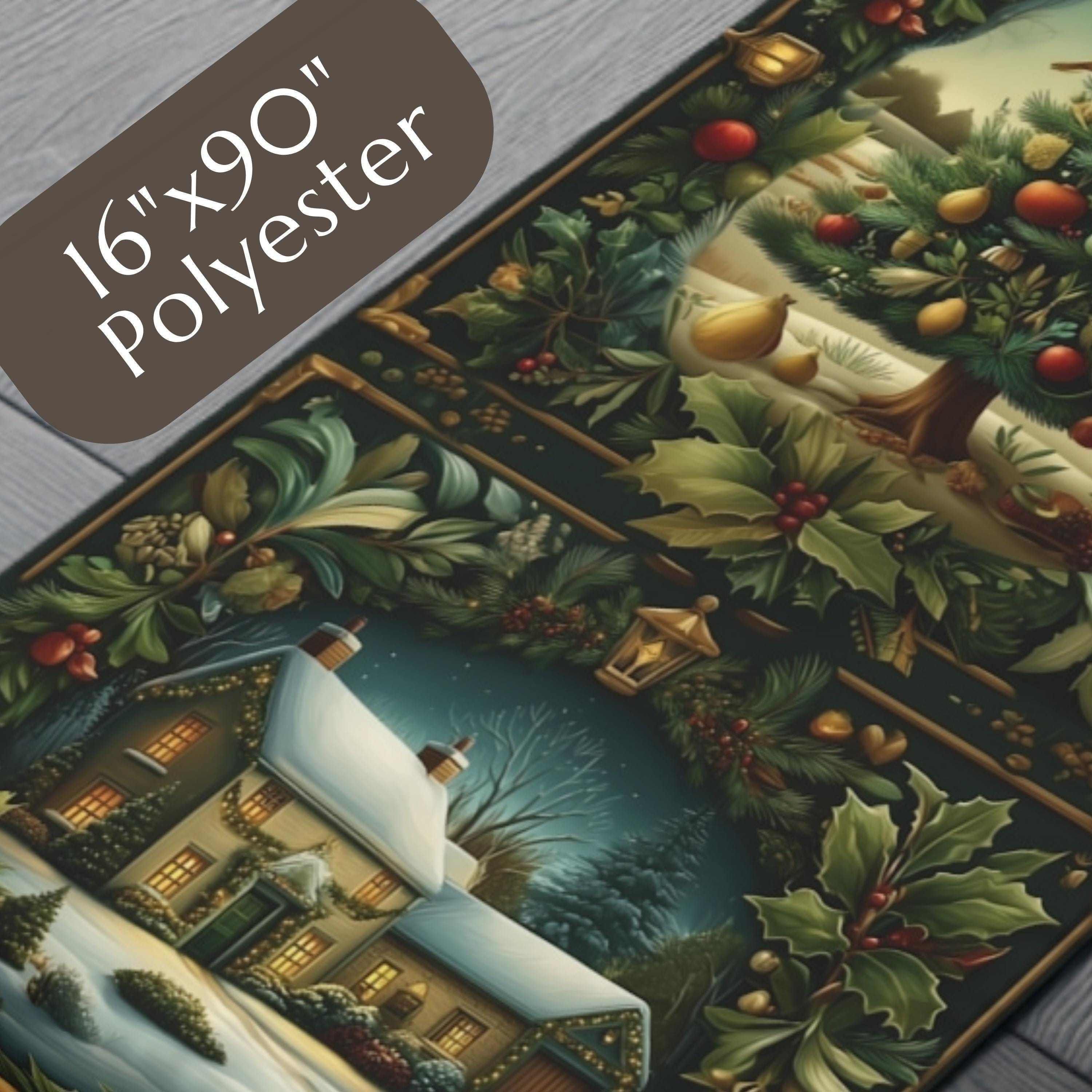 William Morris Christmas Table Runner: Country Farmhouse Winter Harvest