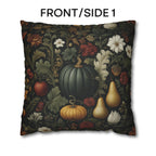 William Morris Inspired Pillow Cover: Midnight Harvest with Pumpkins, Pears & Florals