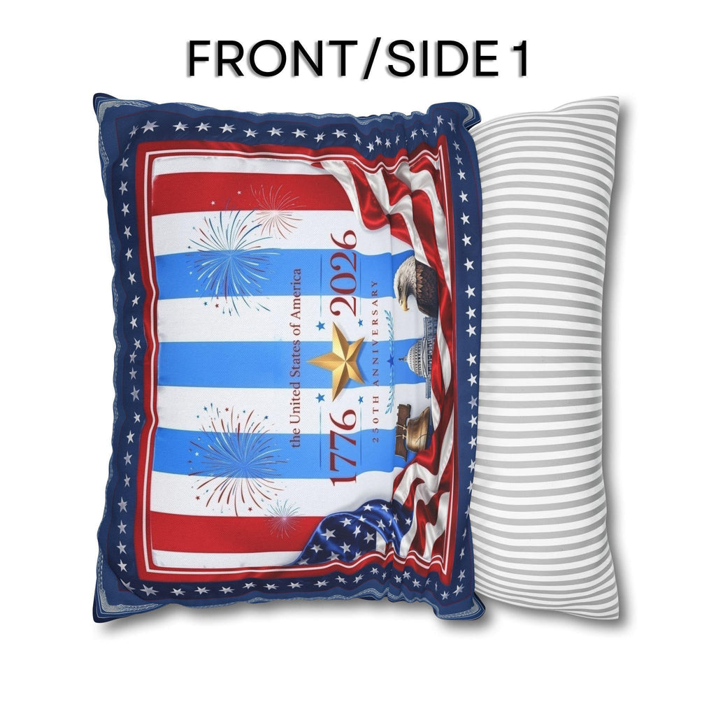 Patriotic Throw Pillow Cover: USA 250th Anniversary, 1776-2026 Limited Edition Decor