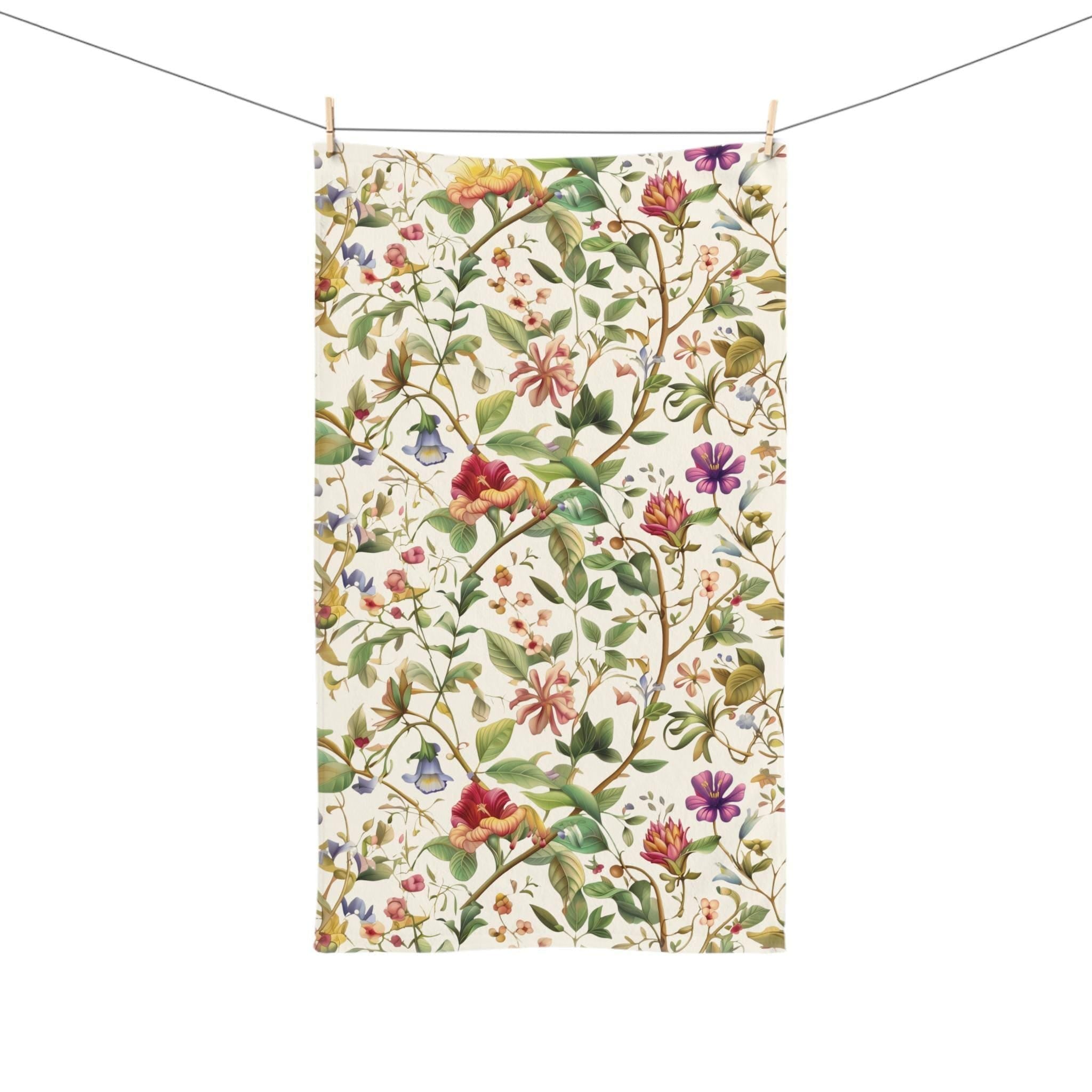 William Morris Hand Towel: Vintage Botanicals and Vines on Cream Background