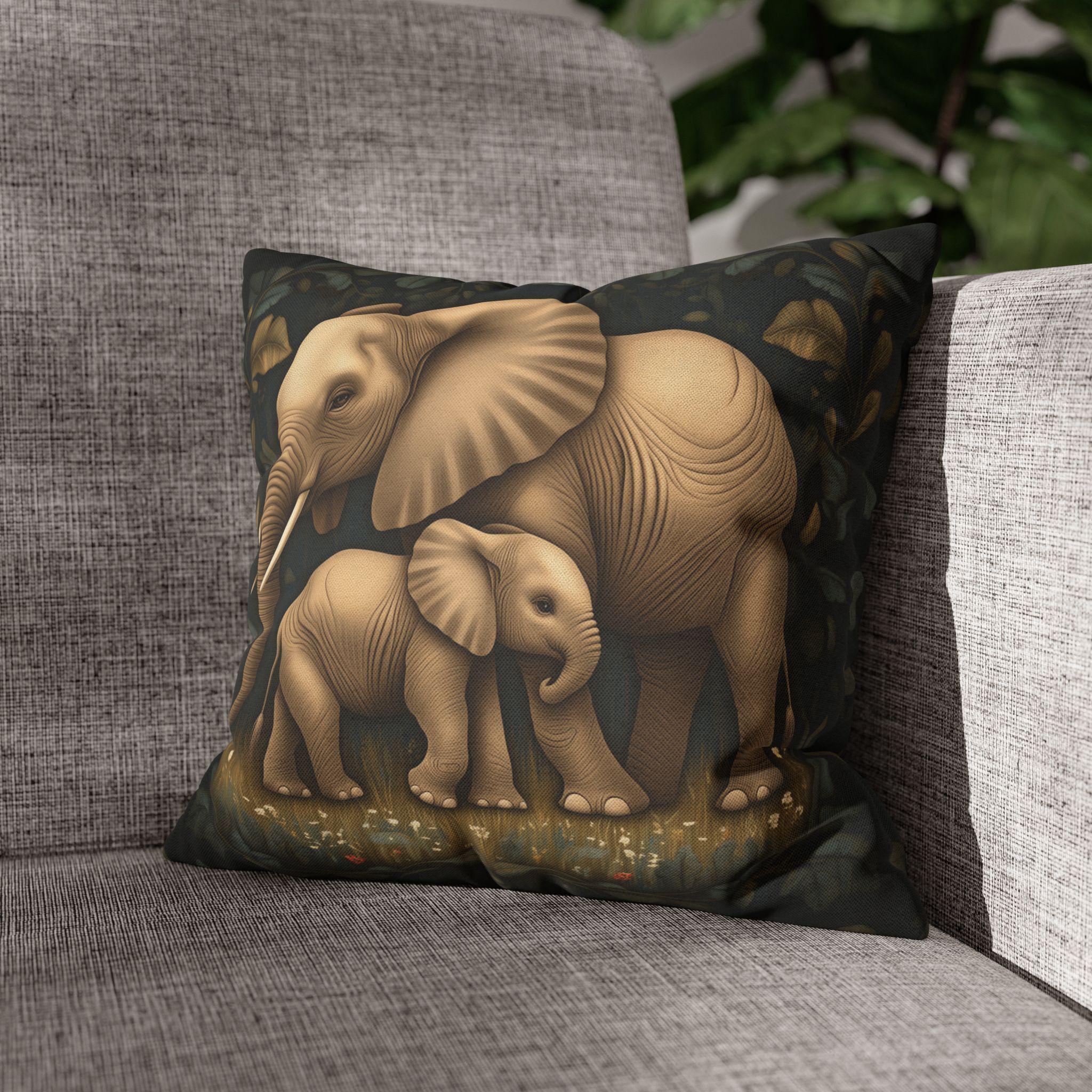 Elephant Pillow Cover: William Morris Botanical Jungle Art