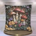 Whimsical Mushroom Pillow Cover: William Morris Inspired Forest Botanical Art Cushion Case