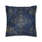 Navy Blue Damask Pillow Cover: Baroque Gold Accent Cushion