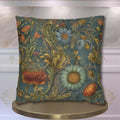 William Morris Inspired Throw Pillow Cover: Moody Teal Botanical Floral