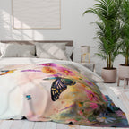 Butterfly Throw Blanket Pastel Wildflowers Spring Nature Art Cozy Couch or Bed Accent
