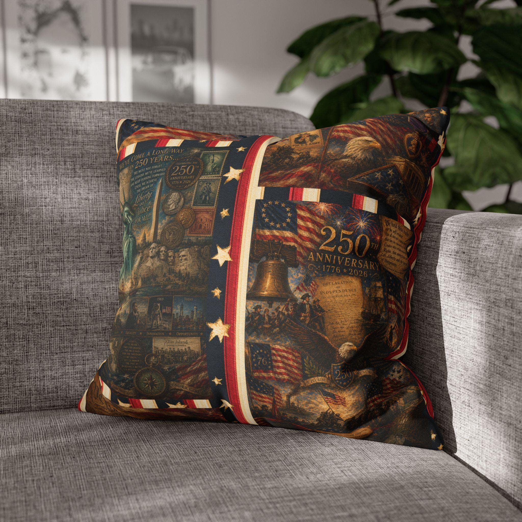 Patriotic Pillow Cover: USA 250th Anniversary Decor