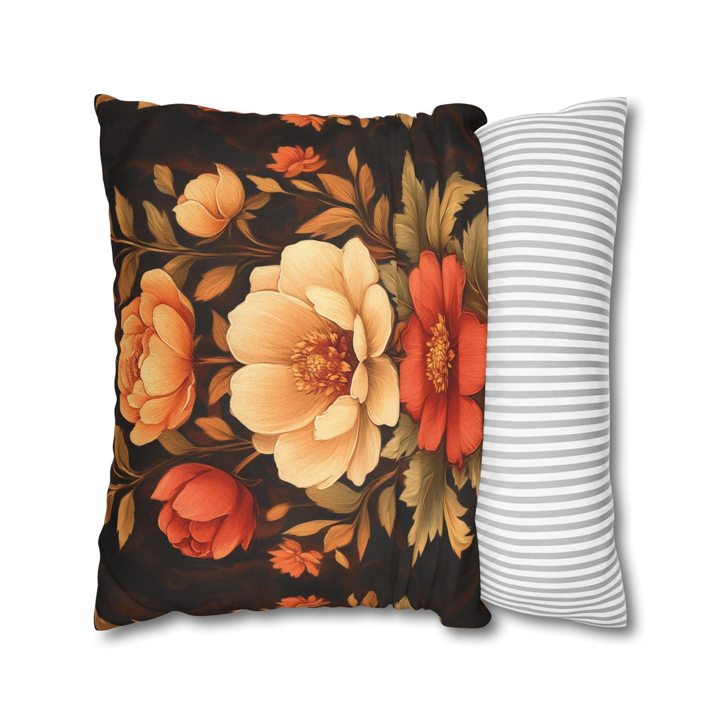 Peony Pillow Cover: Autumn Floral in Warm Rustic Colors