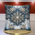 Opulent Golden Snowflake Pillowcase: Festive Winter Decor, Luxurious Square Cushion Cover for Elegant Homes