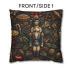 William Morris Nutcracker Pillow Cover: Woodland Holly & Pinecone Holiday Design