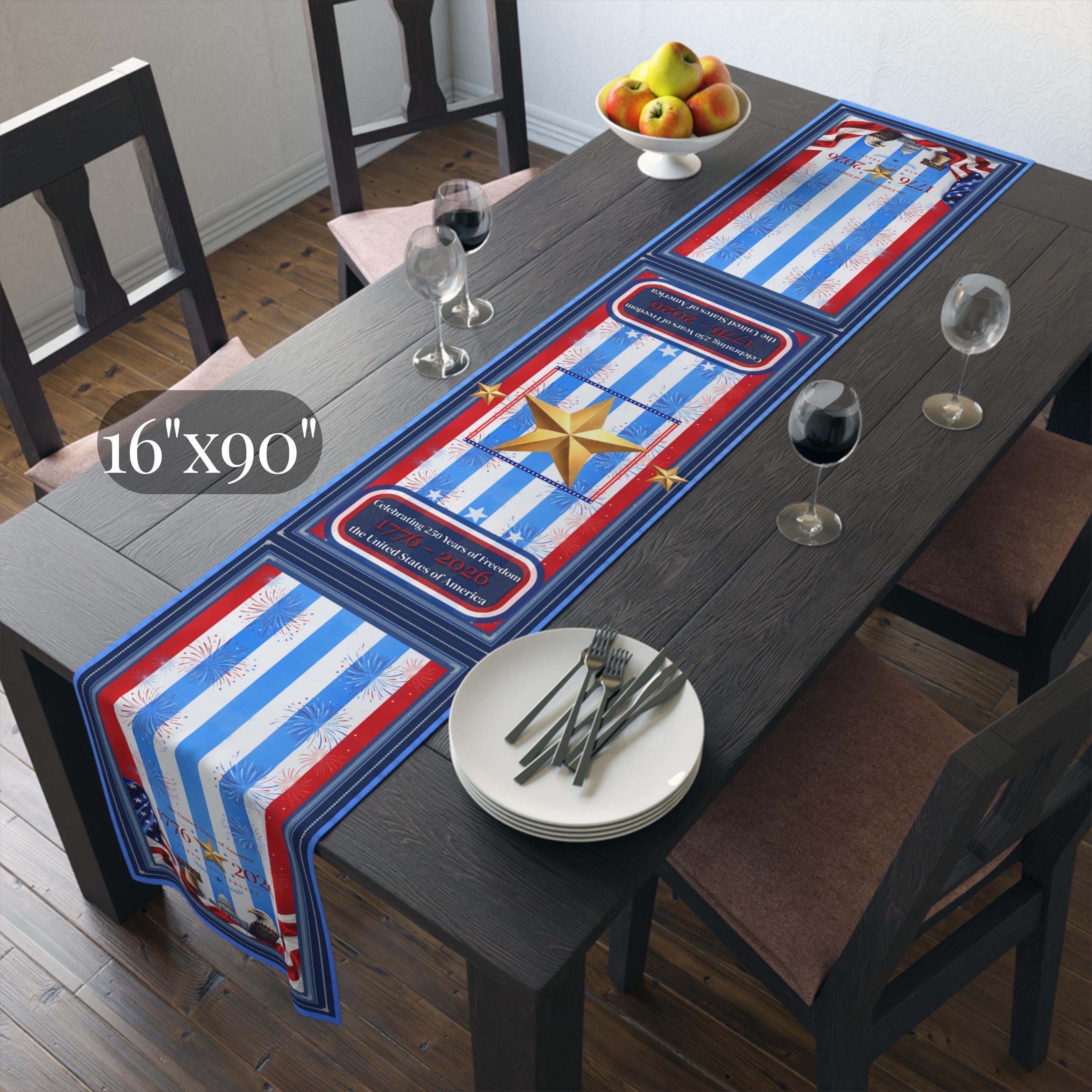 Patriotic Striped Table Runner: America 250th Anniversary Limited Edition