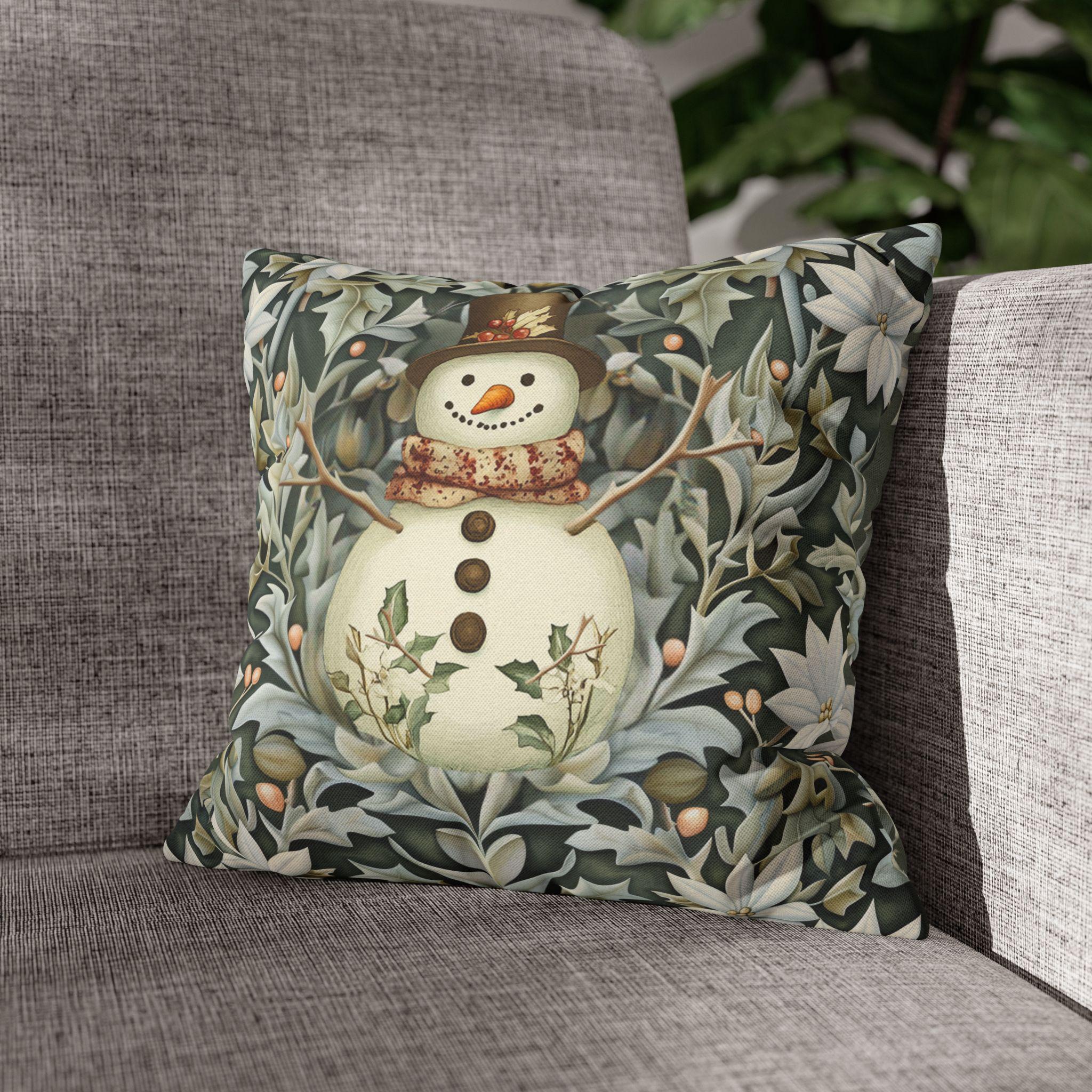 William Morris Snowman Pillow Cover: Holiday Home Decor