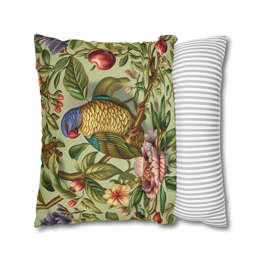 William Morris Inspired Tropical Parrot Pillowcase: Exotic Jungle Floral Cushion Cover for Home Decor