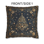 William Morris Inspired Christmas Tree Pillow Cover:  Midnight Blue with Vintage Style Florals