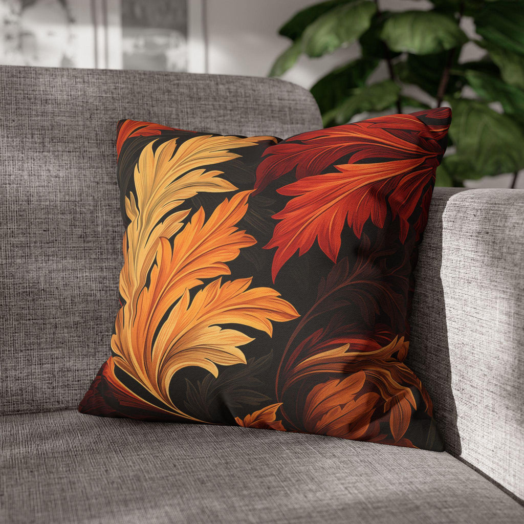 William Morris Autumn Leaves Pillow Cover: Vintage Style Harvest Swirl Accent