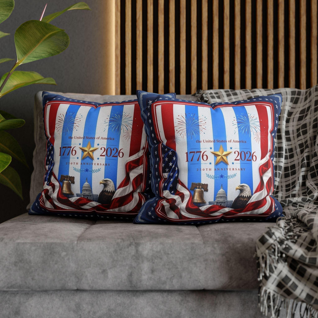 Patriotic Throw Pillow Cover: USA 250th Anniversary, 1776-2026 Limited Edition Decor