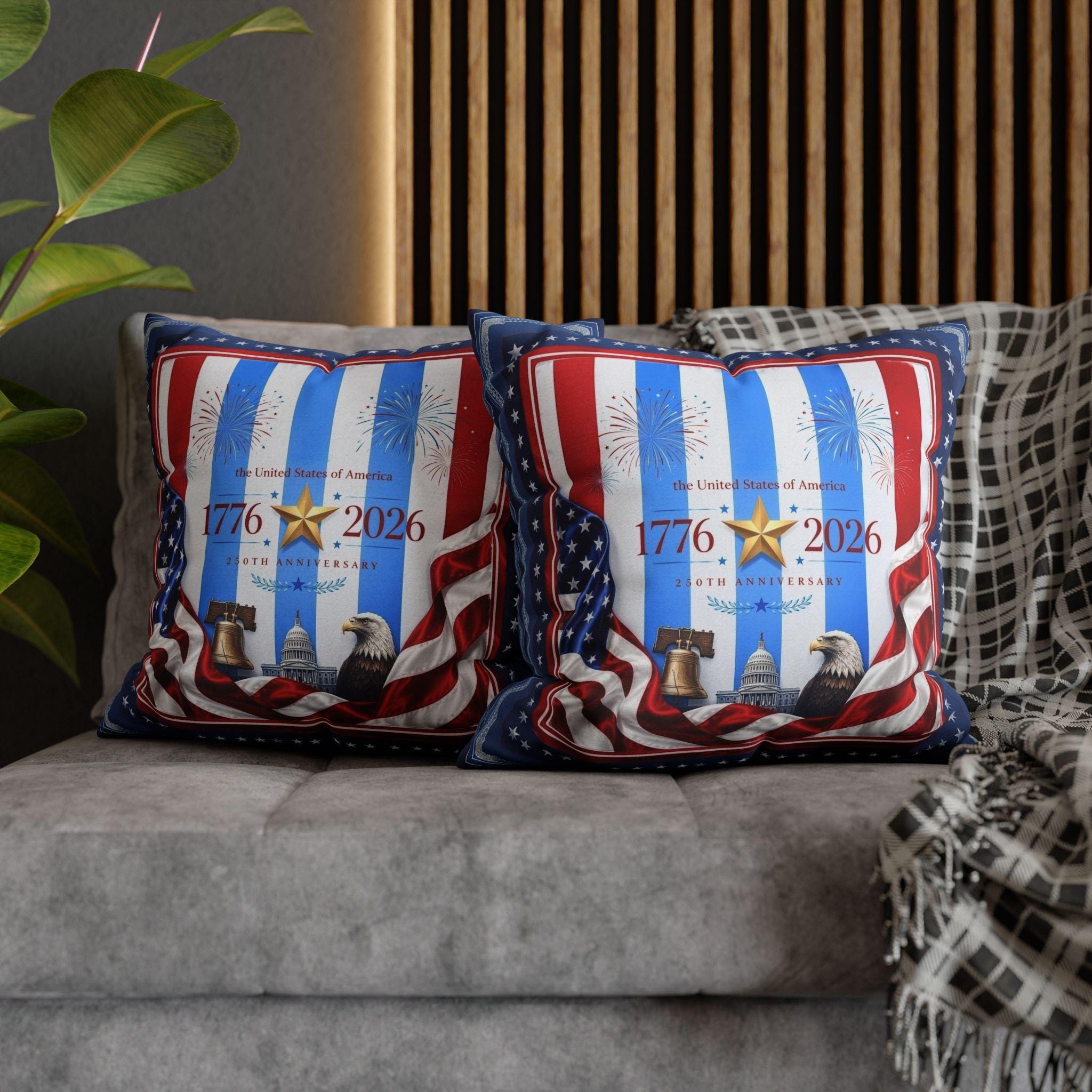 Patriotic Throw Pillow Cover: USA 250th Anniversary, 1776-2026 Limited Edition Decor
