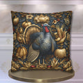 William Morris Autumn Pillow Cover: Botanical Thanksgiving Turkey Decor, Grey-Blue and Gold