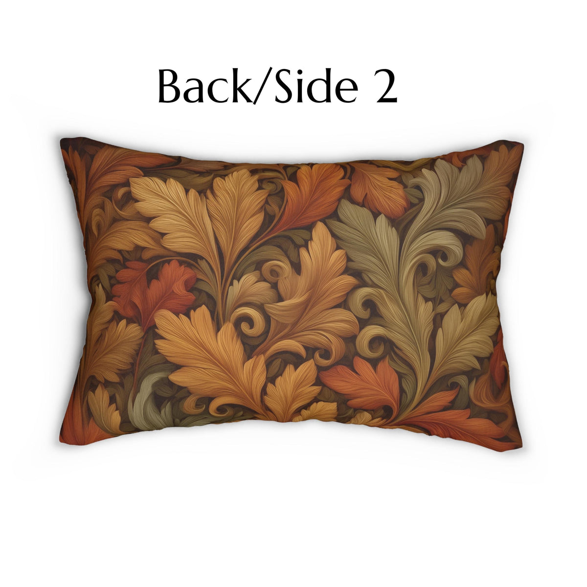 Vintage-Inspired William Morris Fall Leaf Lumbar Pillow: Autumn Harvest Tapestry Accent