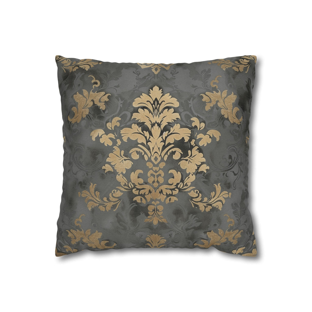 Gold Floral Damask Pillow Cover: Elegant Grey Decor