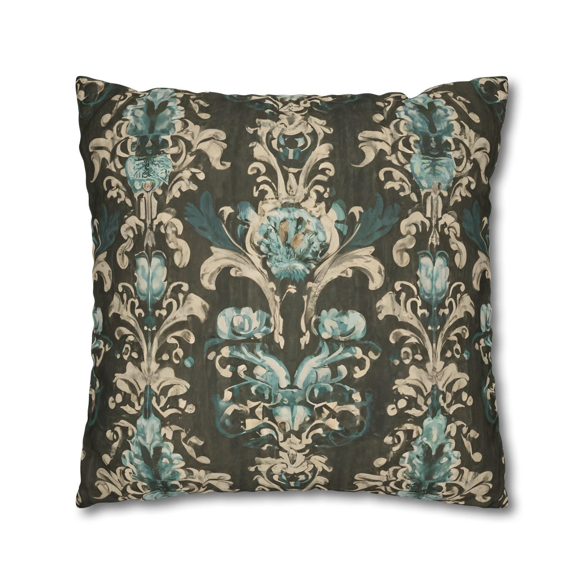 Vintage Style Floral Pillow Cover: Pale Blue Print, Farmhouse Chic