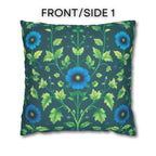 Reversible William Morris Pillow Cover: Teal & Aqua Floral Botanical Design