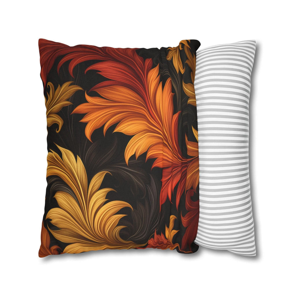 Autumn Leaves Pillow Cover: Gold, Orange, Red Foliage Design