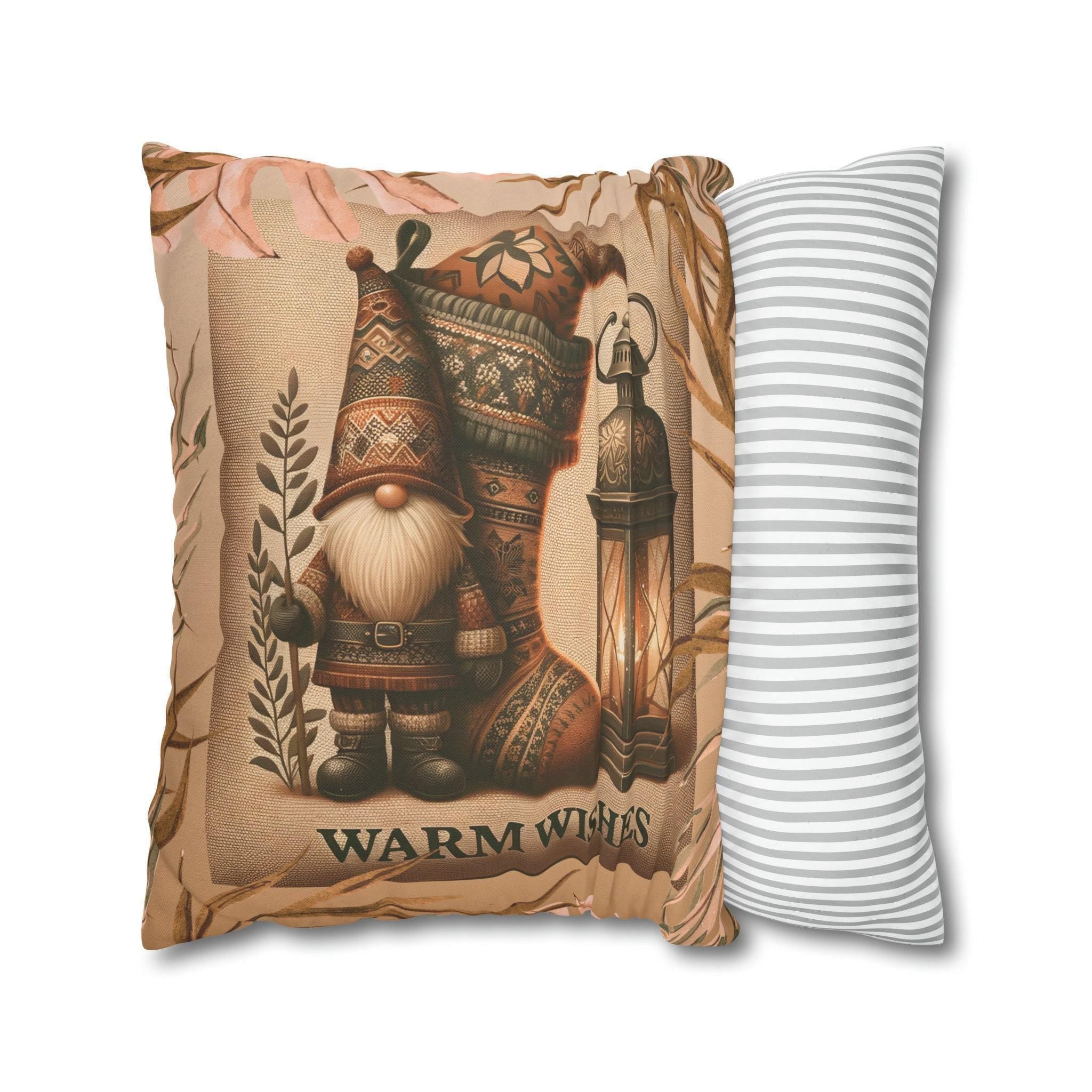 Rustic Christmas Pillow Cover: Cozy Gnome & Stocking Design for Holiday Home Decor