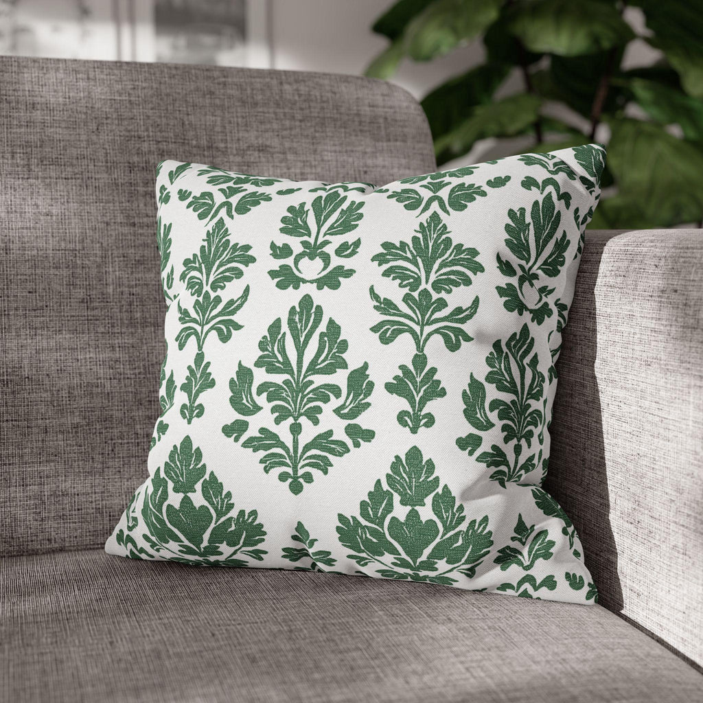 Forest Green Damask Pillow Cover: Elegant Home Decor