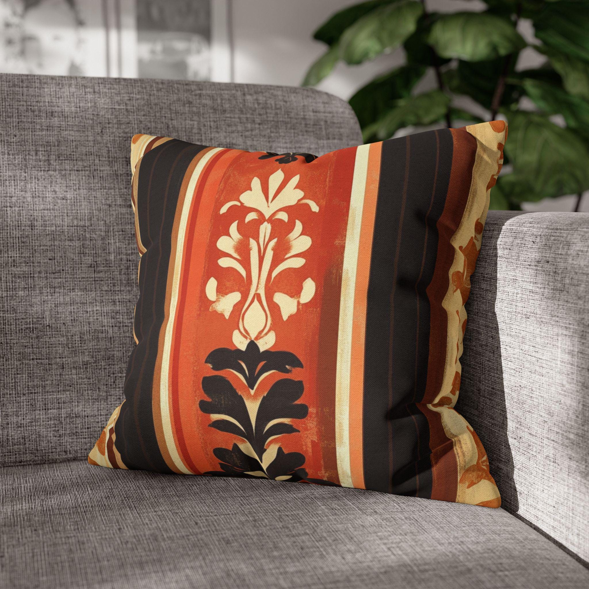 Fall Pillow Cover: Pumpkin Spice Damask Design (14x14 to 20x20 inches)