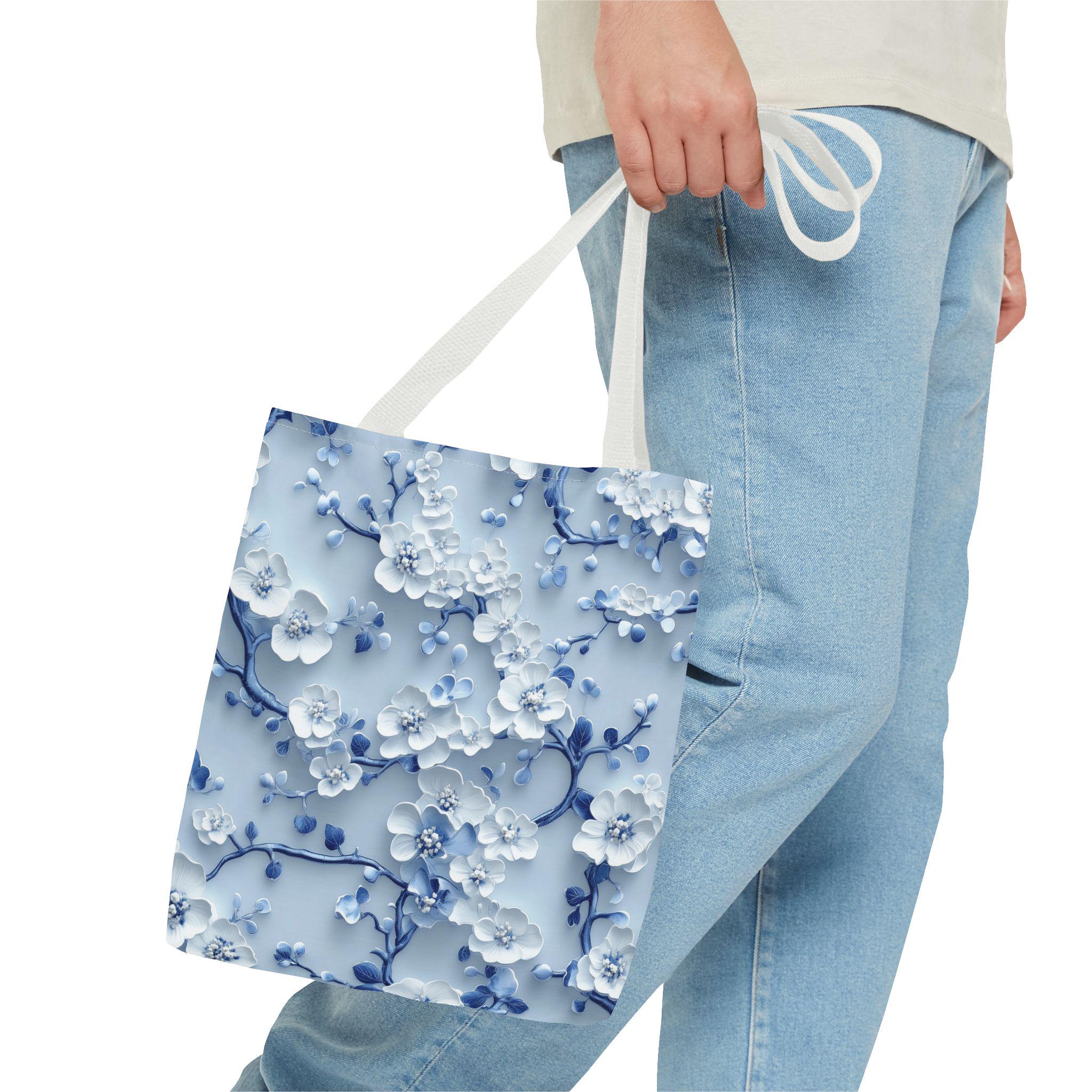 Chinoiserie Tote Bag | Blue & White Cherry Blossoms | Elegant Floral Design | Every Day Accessory