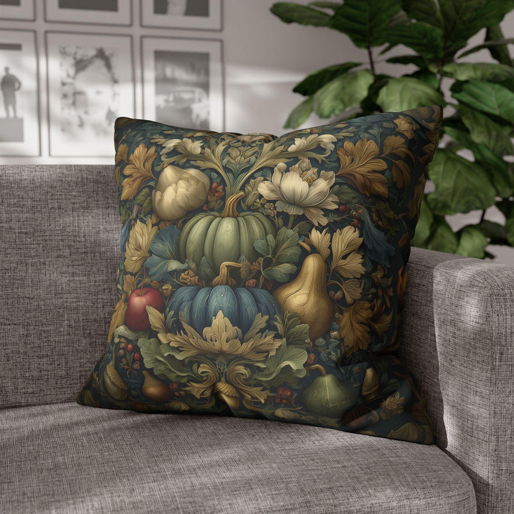 William Morris Pillow Cover Fall Harvest Tapestry Style Pumpkin Botanical Autumn Decor Euro Sizes