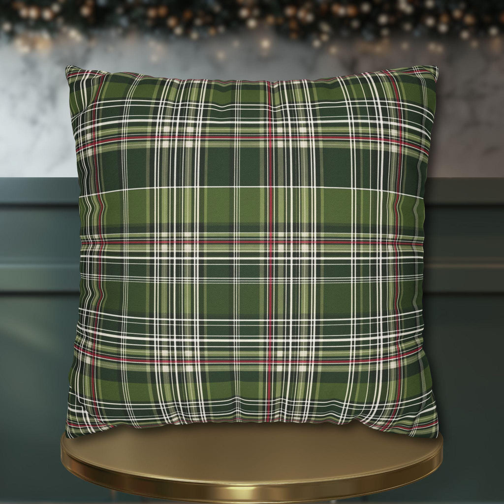 Classic Green Plaid Christmas Pillow Cover: Cozy Holiday Accent for Sofa or Bed