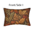 Vintage-Inspired William Morris Fall Leaf Lumbar Pillow: Autumn Harvest Tapestry Accent