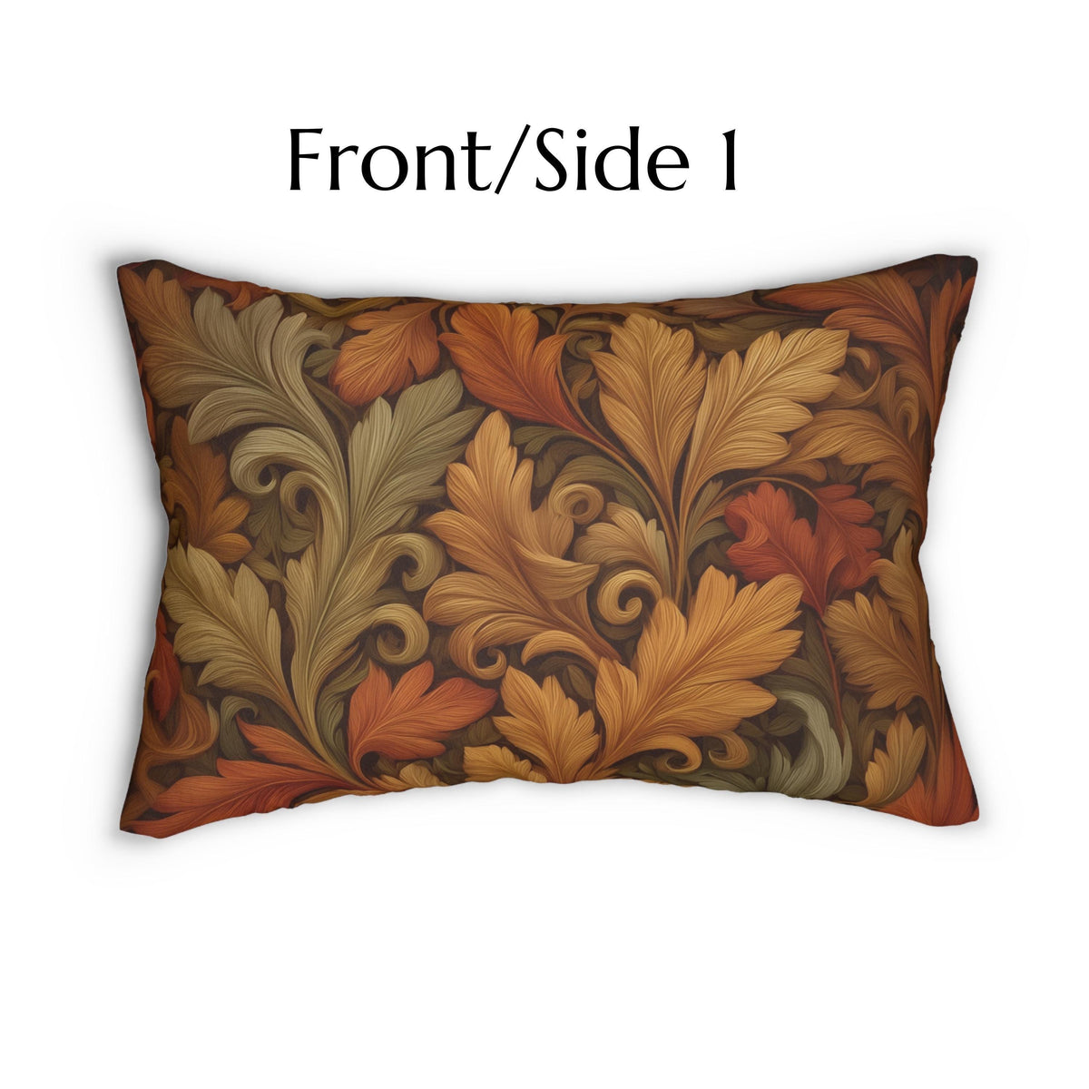 Vintage-Inspired William Morris Fall Leaf Lumbar Pillow: Autumn Harvest Tapestry Accent