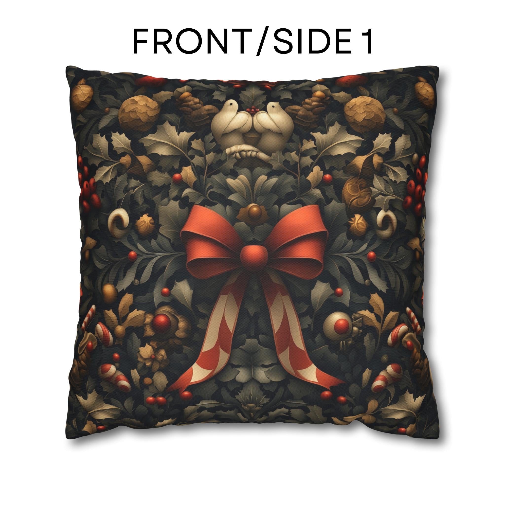 William Morris Christmas Pillow Cover: Red Green Gold and White Vintage Style Holiday Decor