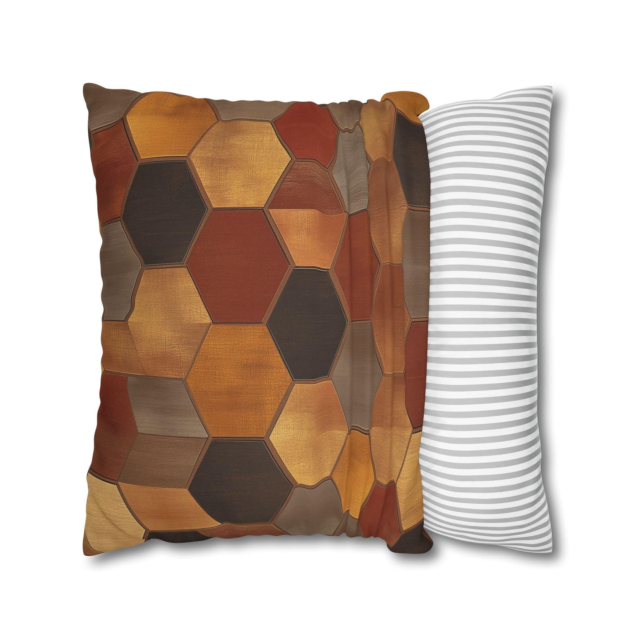Geometric Hexagon Pillow Cover: Earth Tone Cushion for Modern, Rustic, Mid-Century Decor