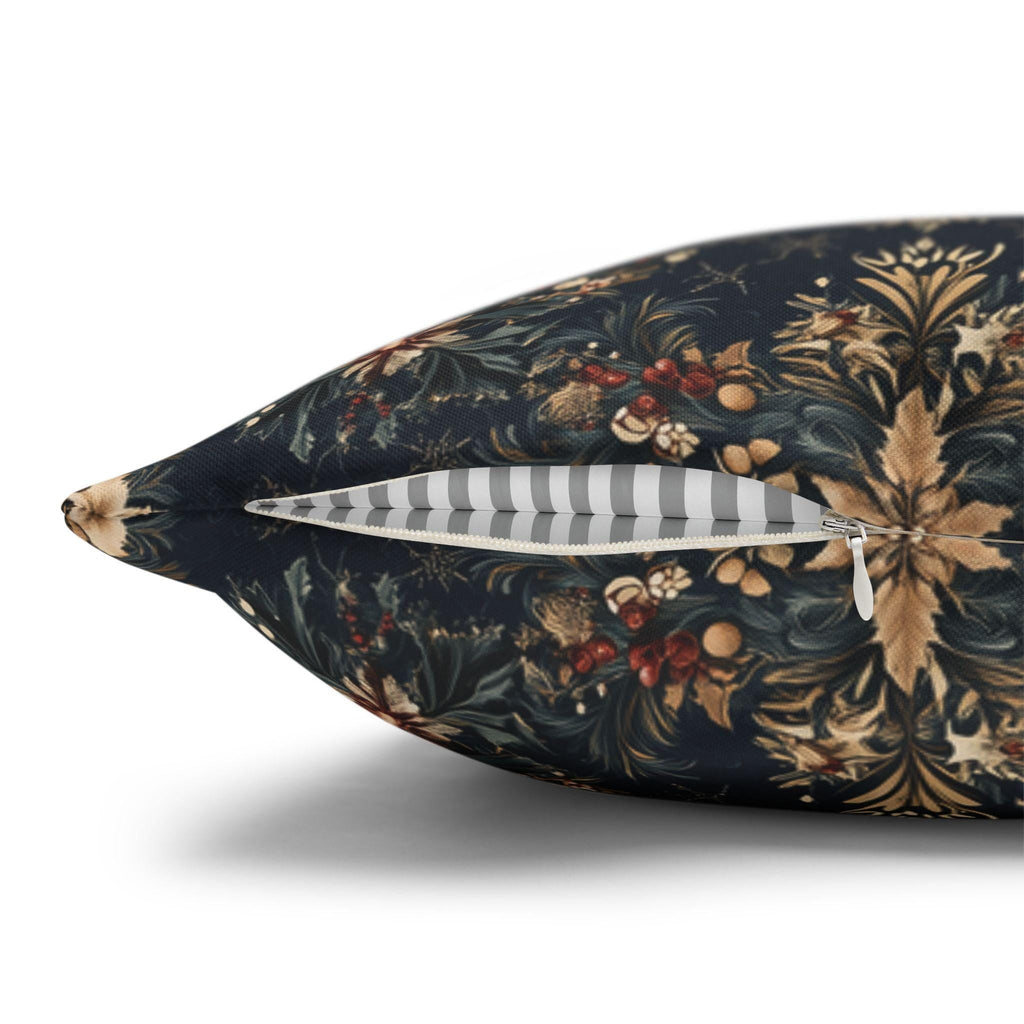 William Morris Inspired Christmas Pillow Cover: Elegant Navy Red Gold Damask Pattern