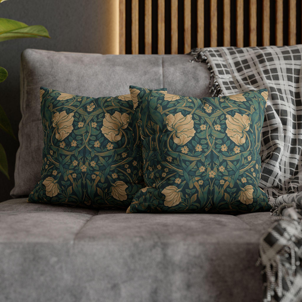 William Morris Midnight-Teal Champagne Pillow Cover: Vintage Pimpernel Reconstructed