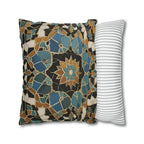 Luxurious Moroccan Tilework Inspired Pillow Cover: Teal, Beige, Brown Geometric Cushion Case