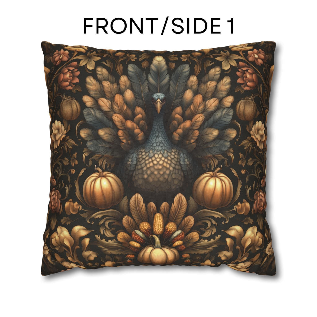 Fall Harvest Turkey Pillow Cover:  William Morris Inspired Botanical Autumn Accent