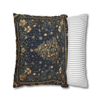 William Morris Inspired Christmas Tree Pillow Cover:  Midnight Blue with Vintage Style Florals