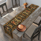 William Morris Inspired Fall Table Runner: Vintage Harvest Tapestry in Deep Brown, Gold, & Rust