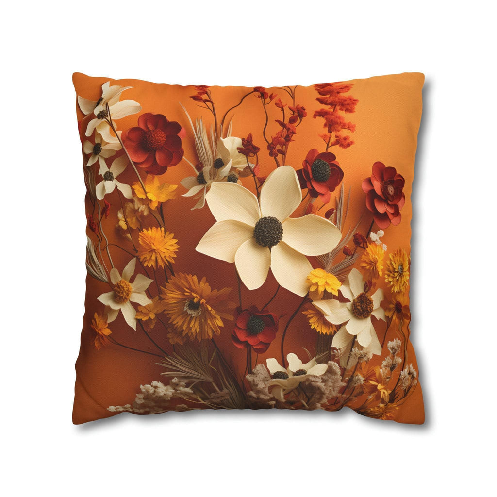 Autumn Wildflower Pumpkin Throw Pillow: Fall Decor, Sofa or Bed