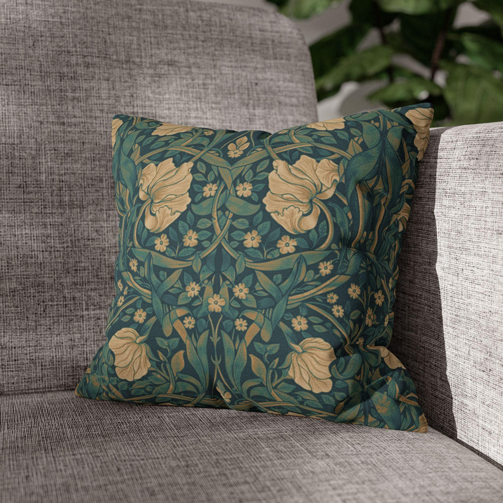 William Morris Midnight-Teal Champagne Pillow Cover: Vintage Pimpernel Reconstructed