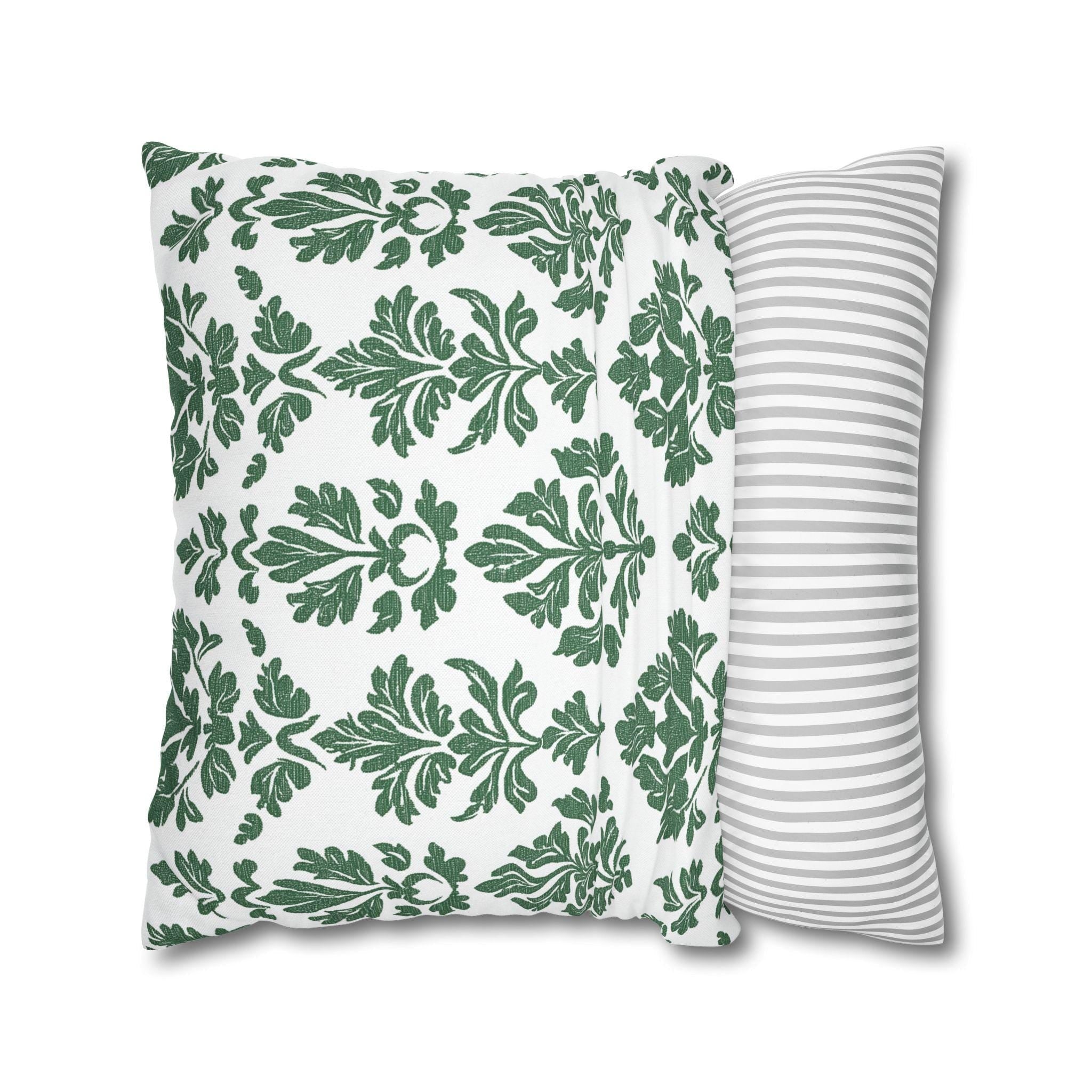 Forest Green Damask Pillow Cover: Elegant Home Decor