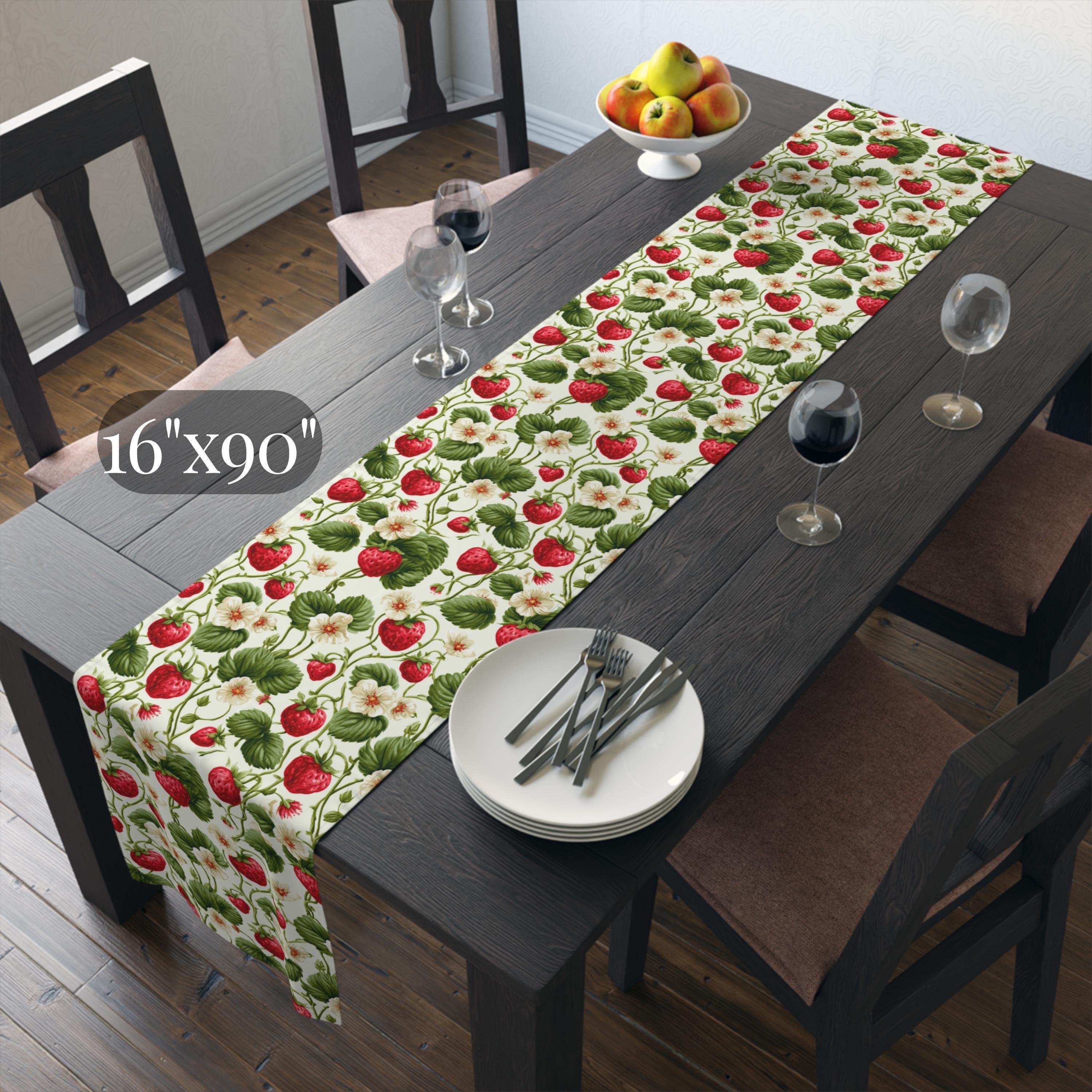 Wild Strawberry Table Runner: Botanical Summer Table Decor