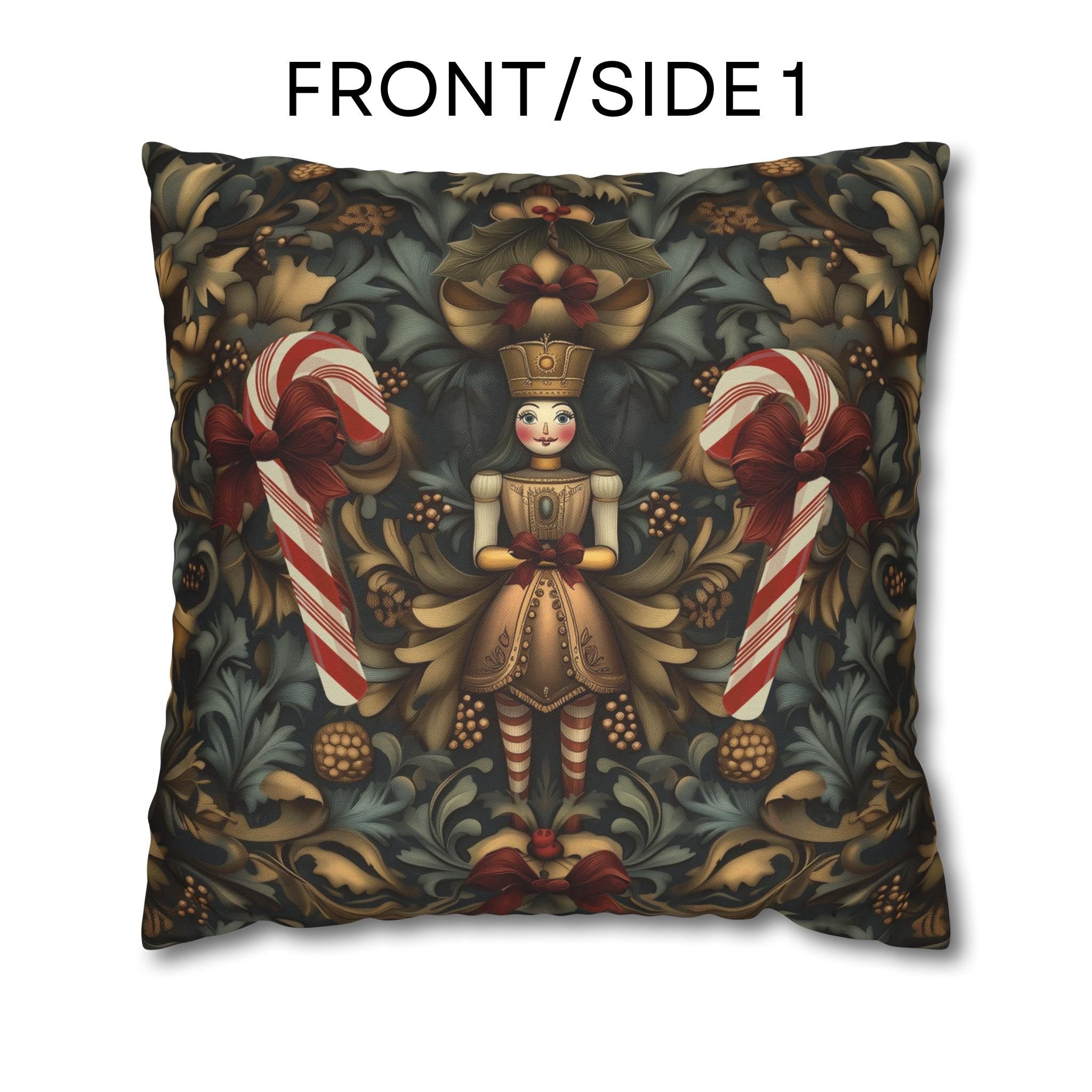 William Morris Inspired Christmas Pillow Cover: Nutcracker Girl Vintage Style Holiday Decor